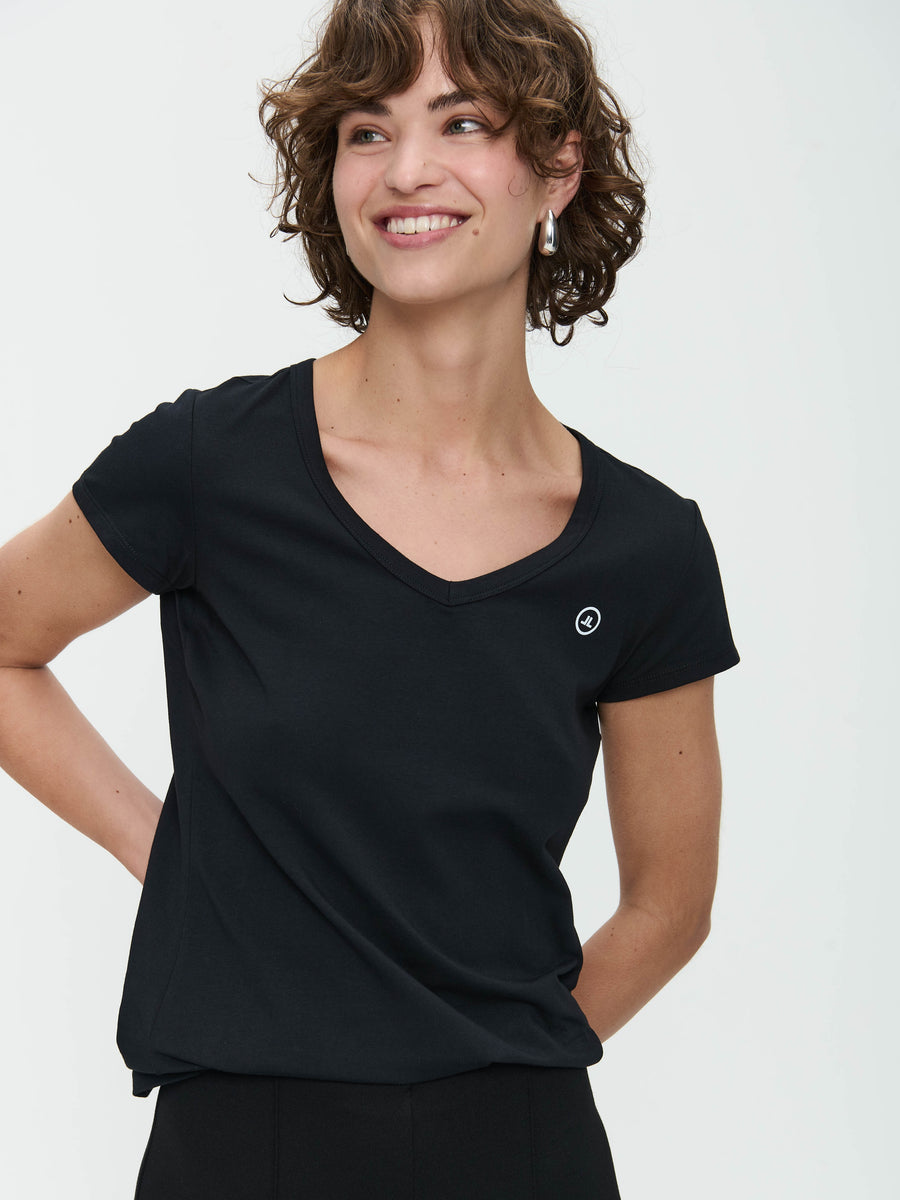 T shirt V Neck Easy Wear Organic Cotton | Black