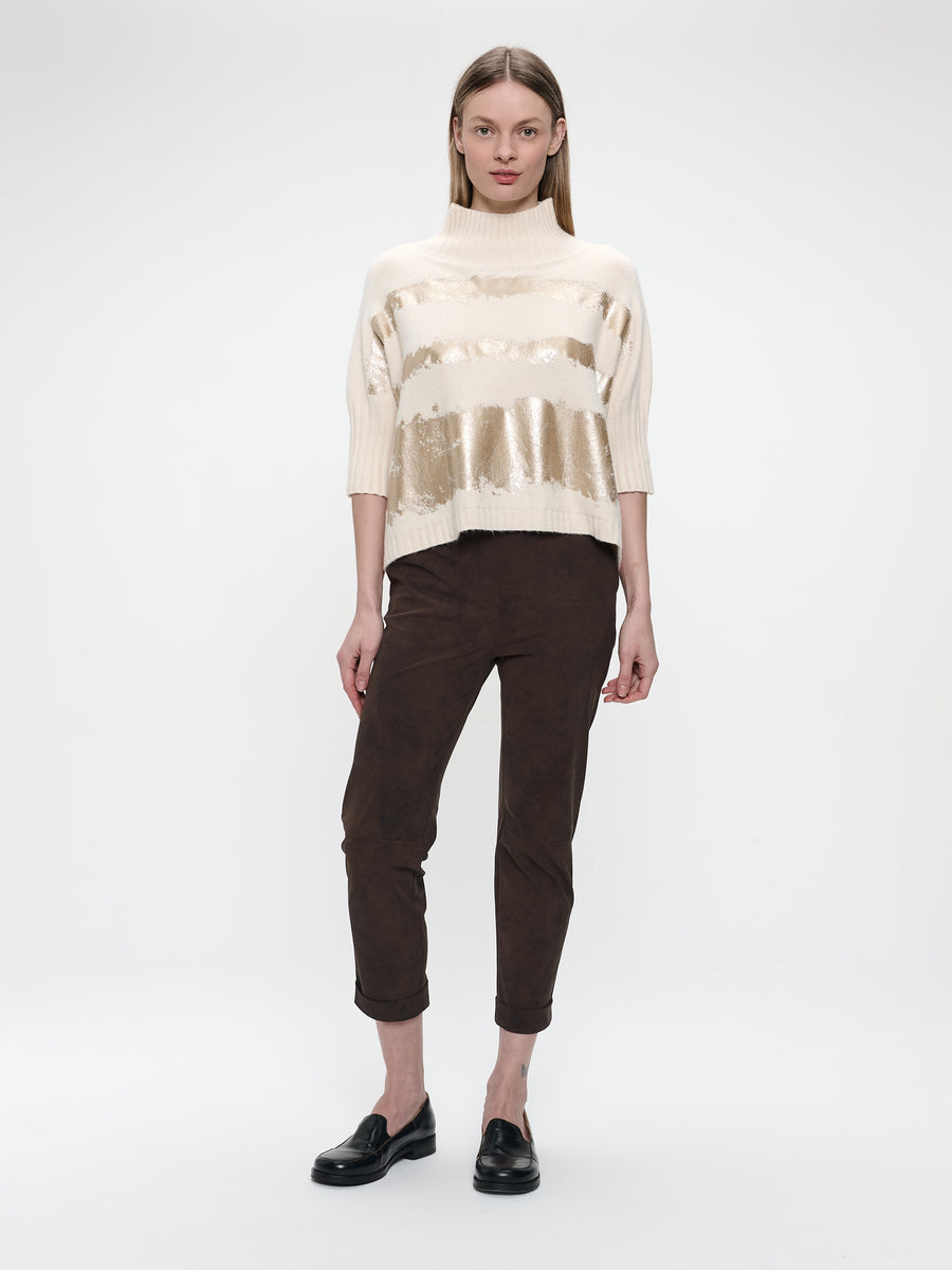 Pullover gold print  NB2404 | Beige Gold