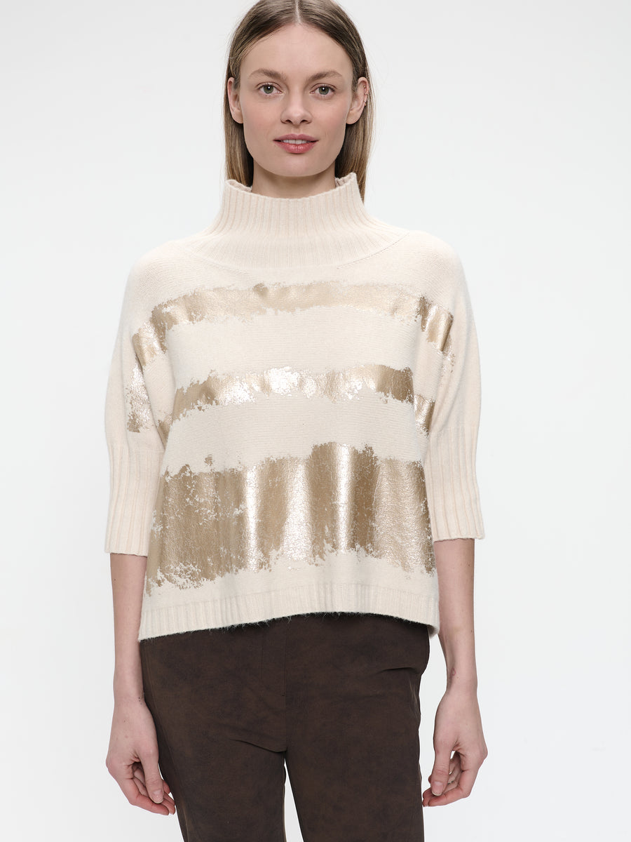 Pullover gold print  NB2404 | Beige Gold