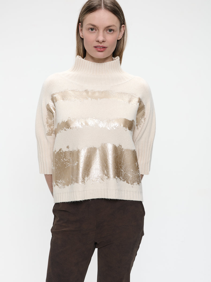 Pullover gold print  NB2404 | Beige Gold