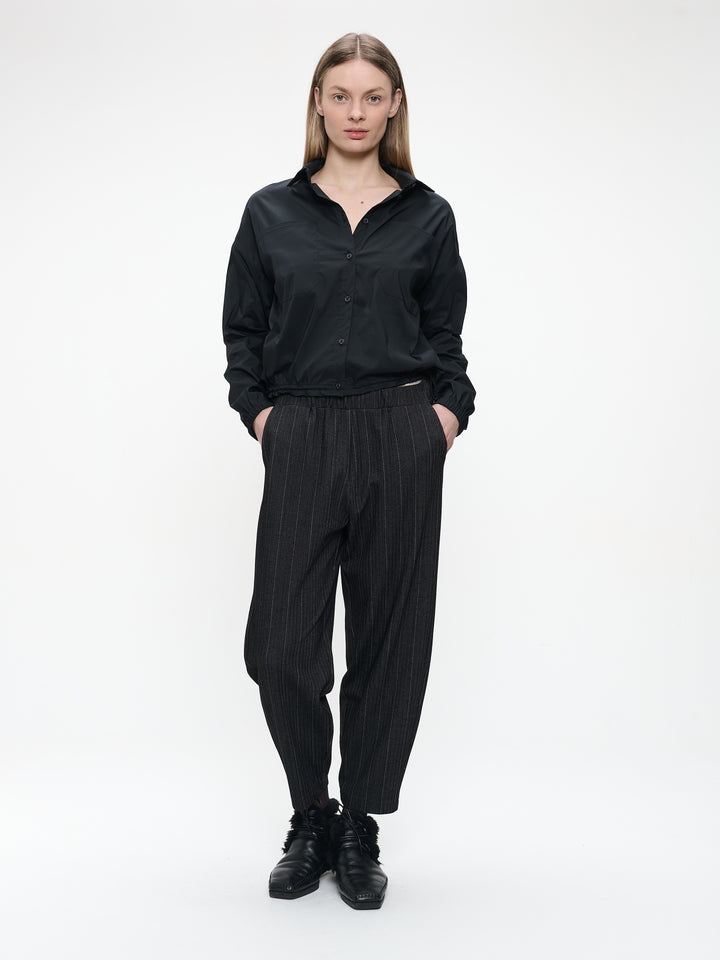 Aneta cotton poplin blouse | Black
