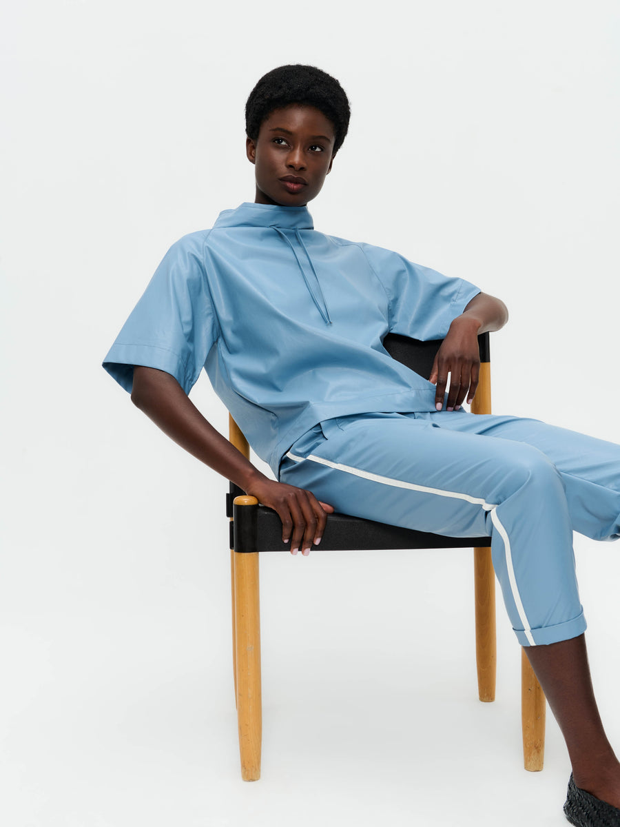 Florian eco-leather top | Light Blue