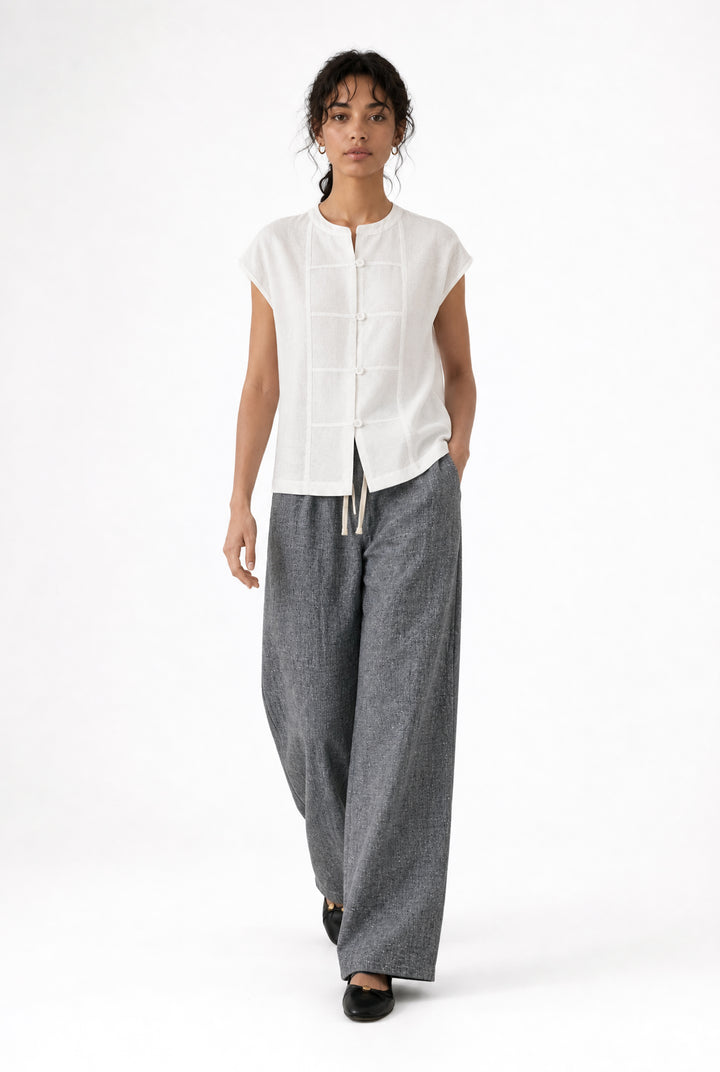 Folly linnen pants | Black Melange