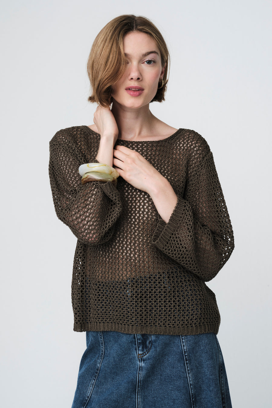 Open-back sweater 2041 | Green