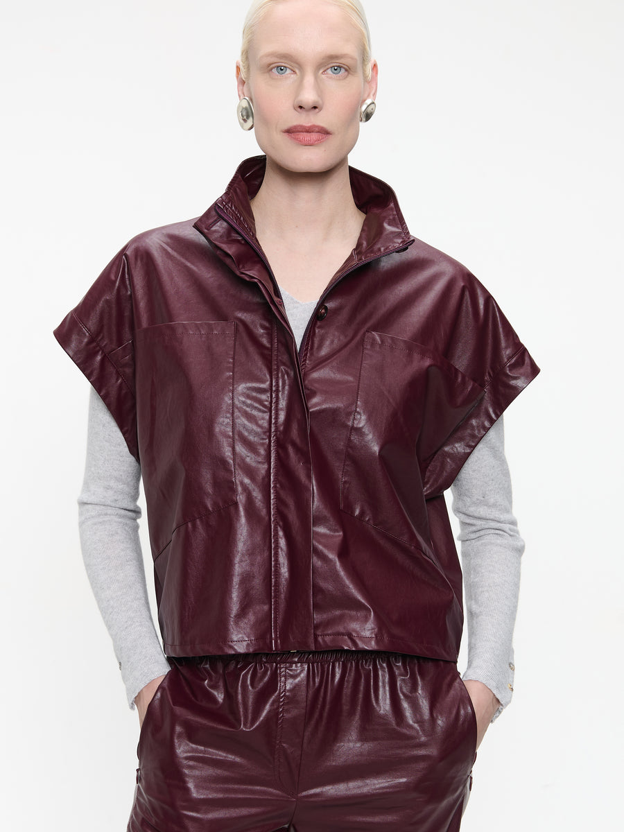 Paola eco leather blouse | Bordo