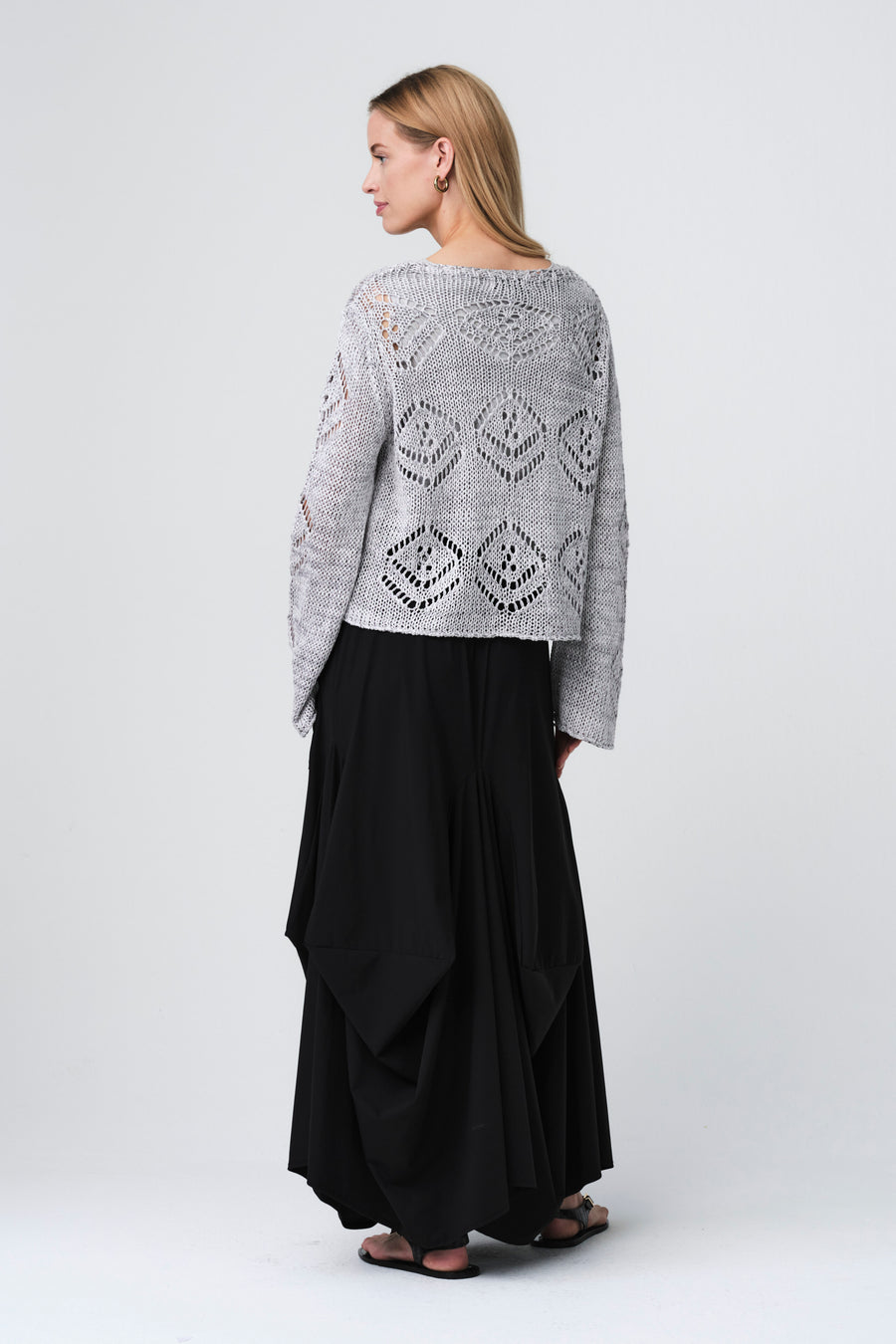 Sequined hole pullover E25053 | Light Grey