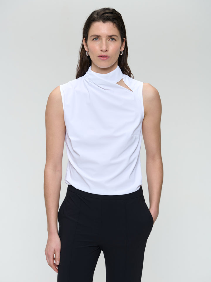Naomi stretch technical jersey top | White
