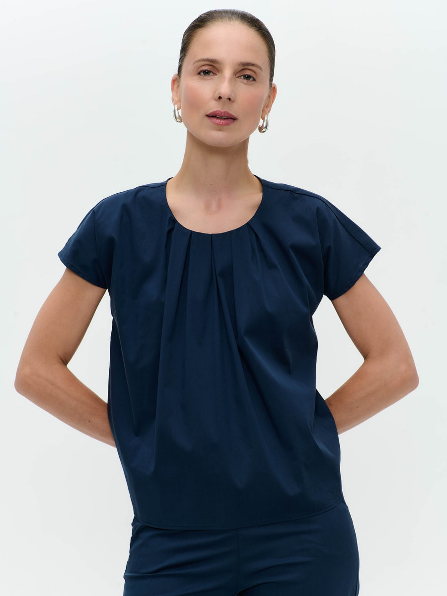 Papavero cotton top | Blue denim