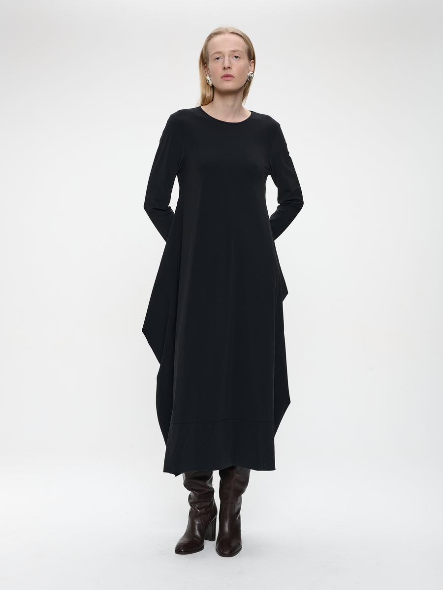 Isabel dress LS  technical jersey | Black