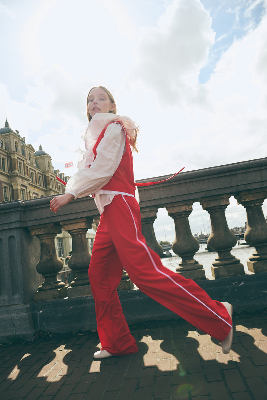 AntinyP structure tech jersey pants
