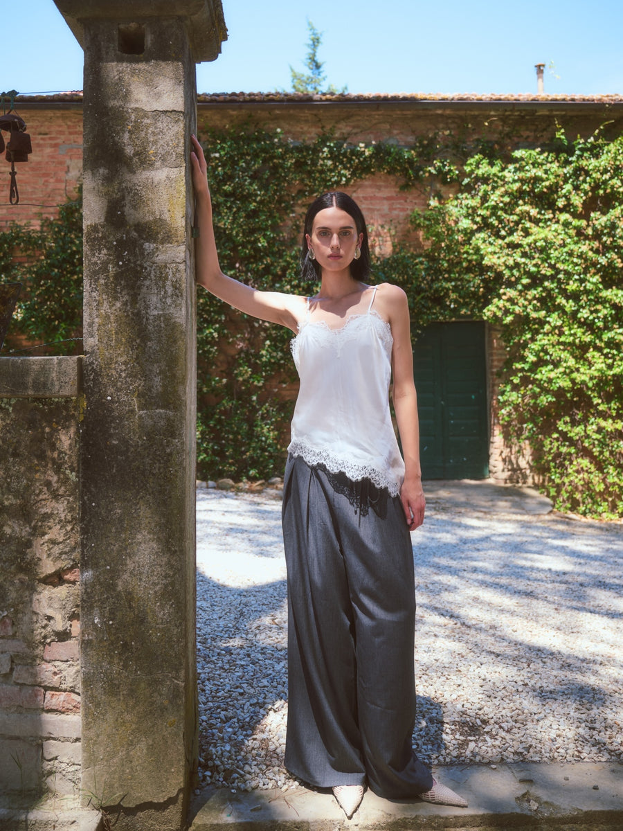Nova viscose pleated  pants | Grey