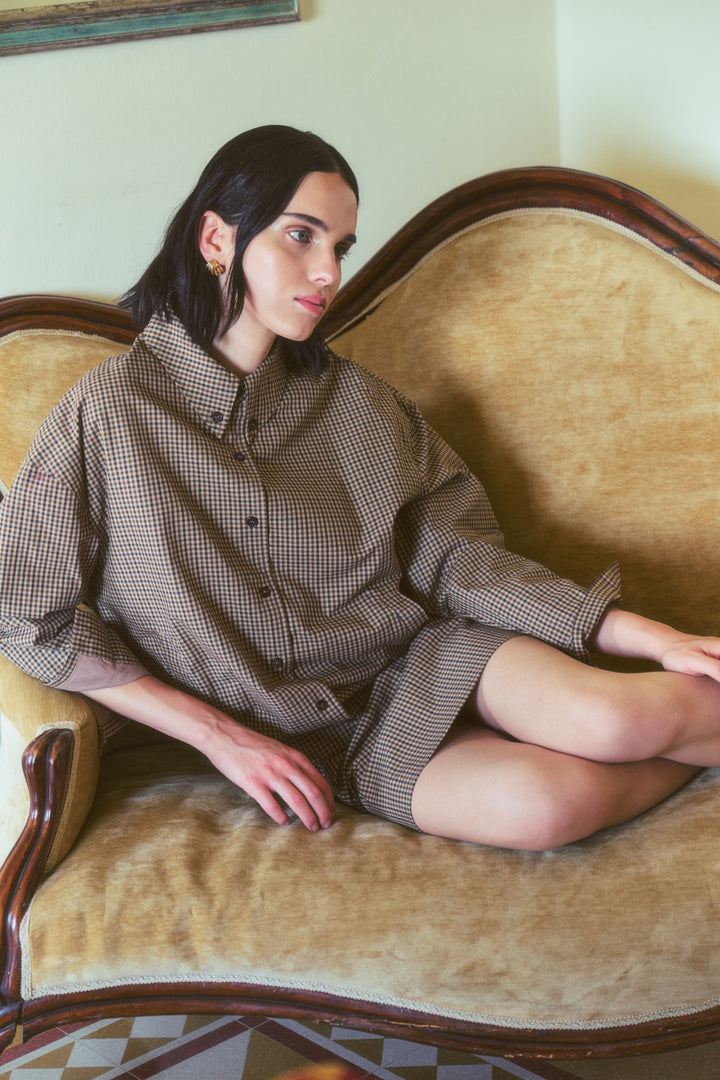 Flo check mini cottton skirt