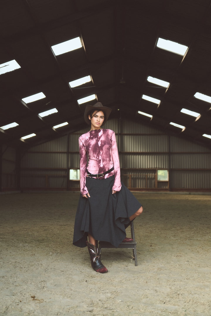 Marta asymmetrical viscose skirt | Anthracite