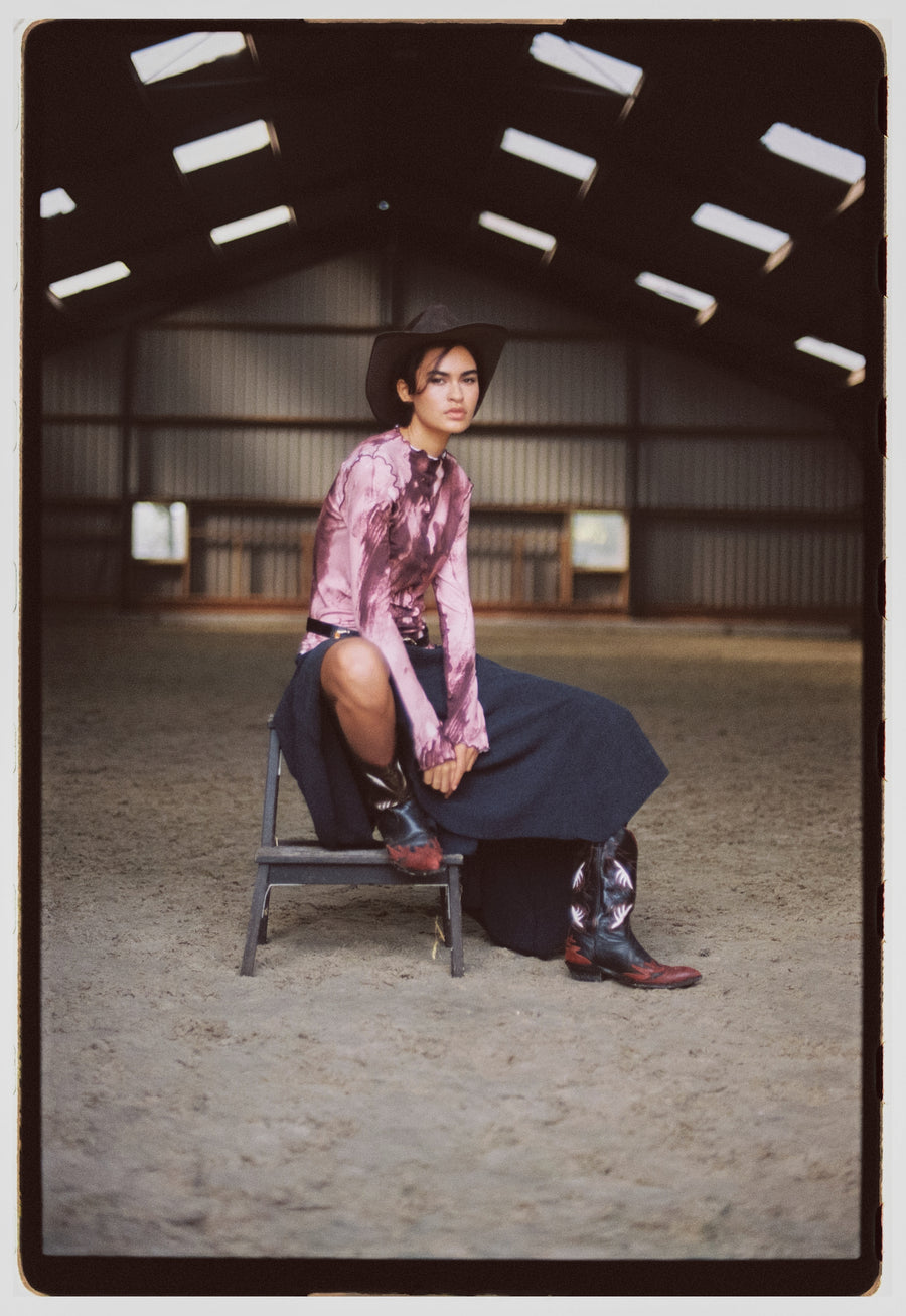 Janette allover print top | Allover Bordeaux