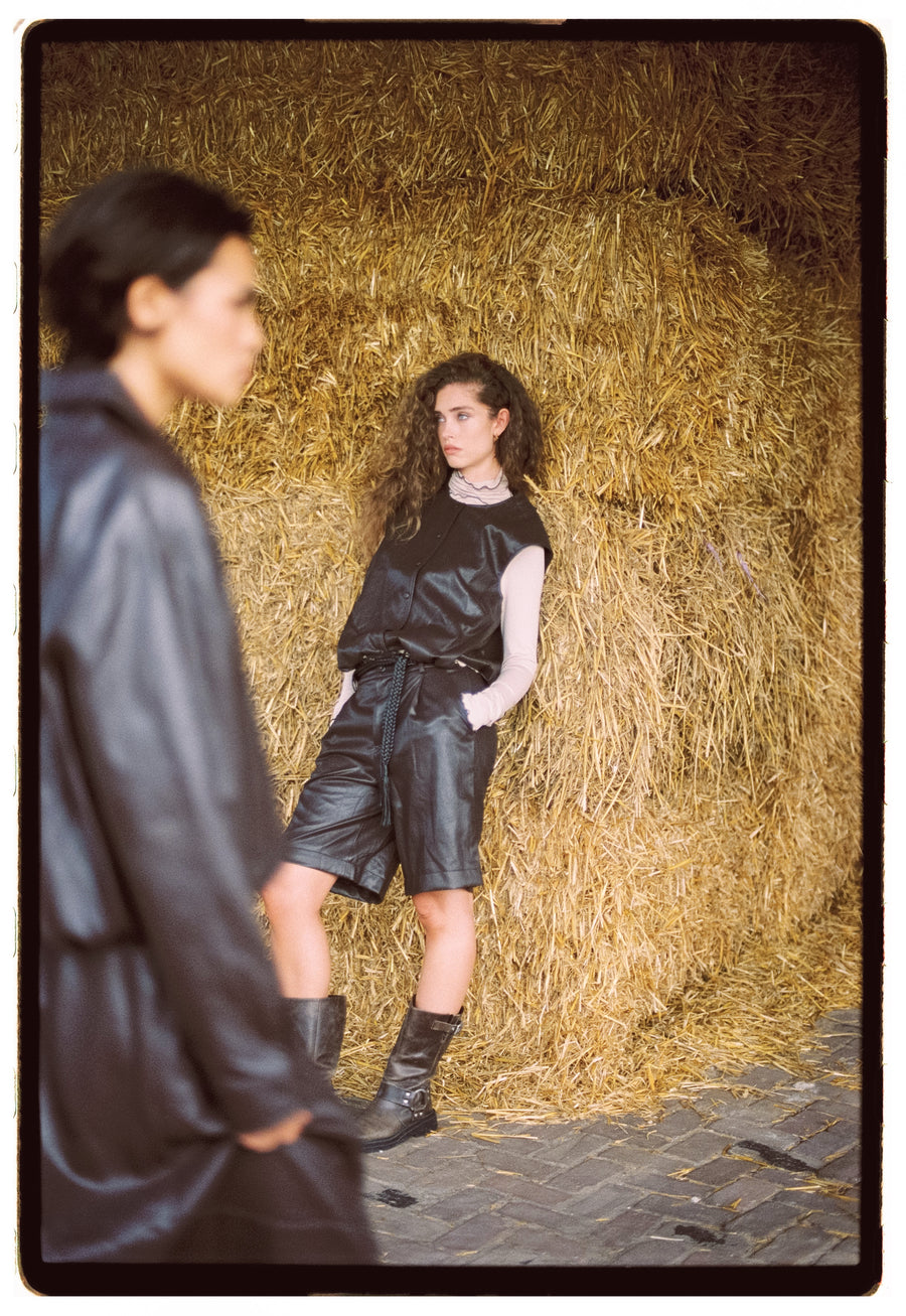 Sola eco leather bermuda shorts | Dark Brown