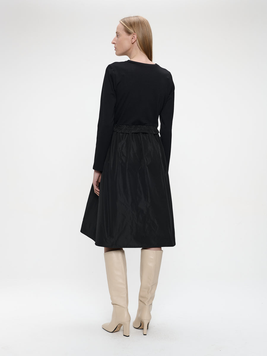Ester mix cotton taffeta dress | Black