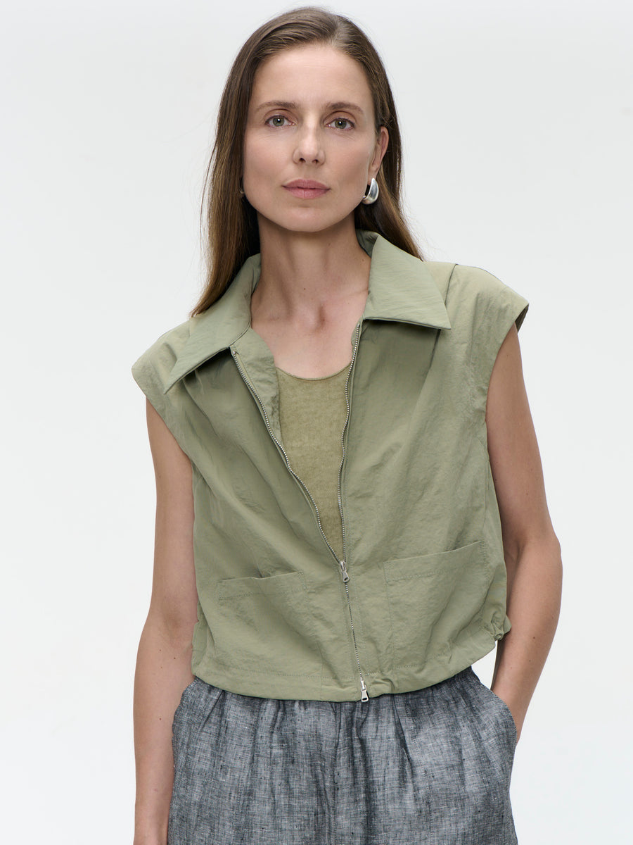 Emiko taffeta jacket | light Army