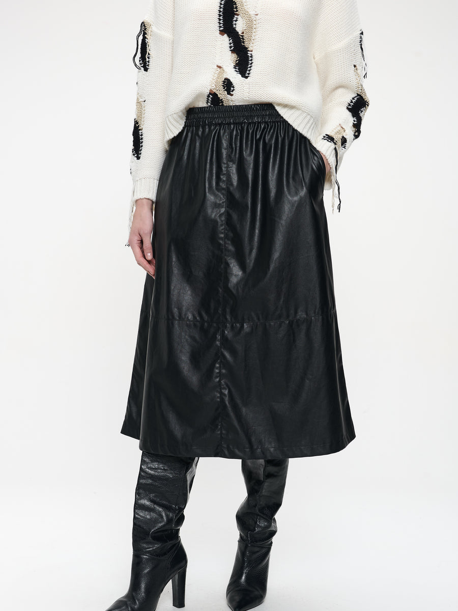 Nitty eco leather skirt | Black