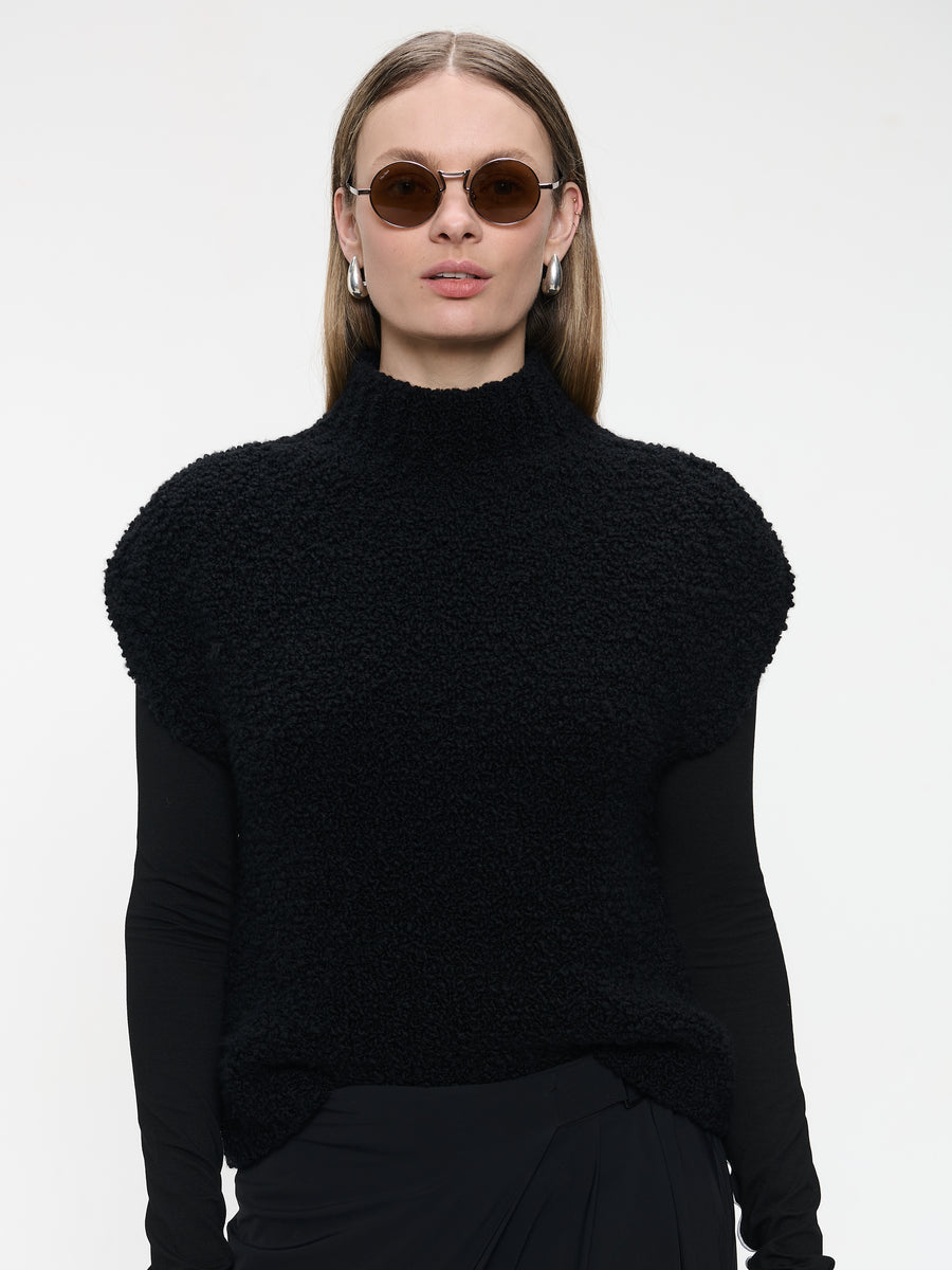 Coarse Boucle vest | Black
