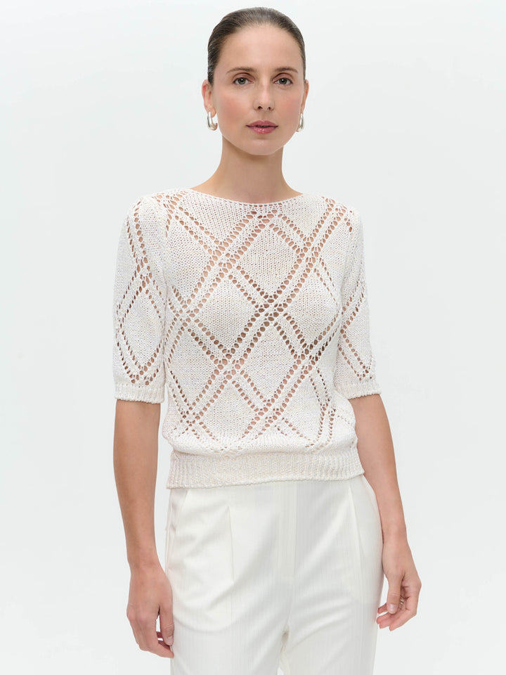 Openwork top with sequins 9040 | Off White