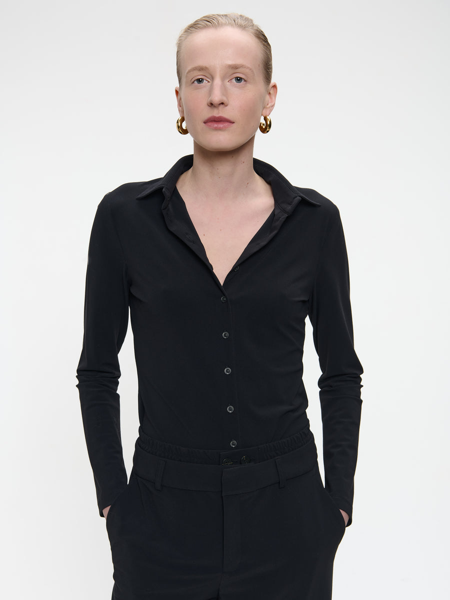 Kikkie blouse brush tech jersey | Black