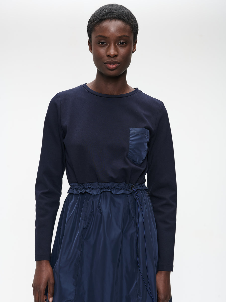 Ester mix cotton taffeta dress | Blue