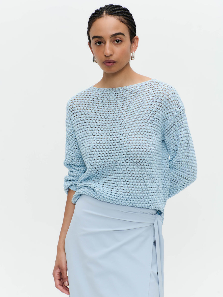 Cotton viscose blend pullover 9050 | Light Blue