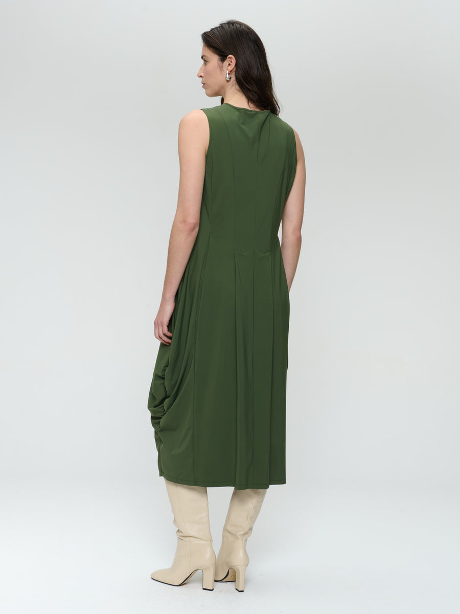 Ria WS stretch technical jersey dress | Oliva green