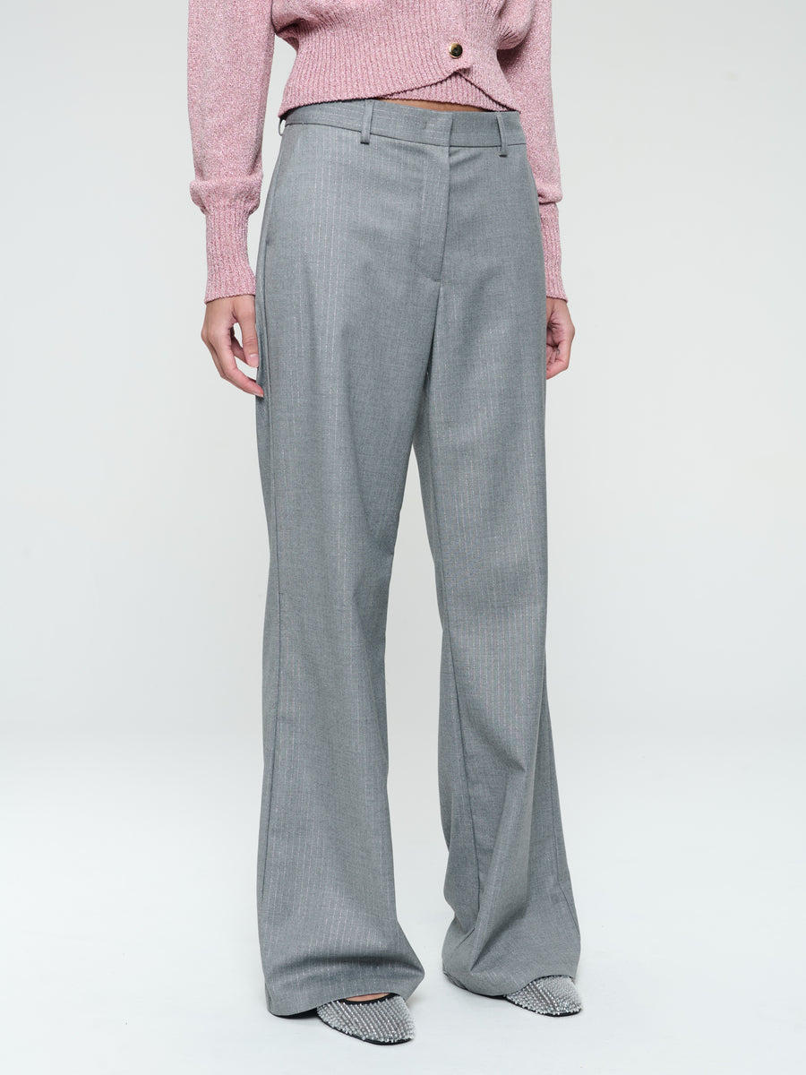 Yvette shiny line viscose pants | Grey