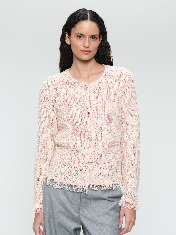 Jacquard cotton knitted blazer 9026 | Rose
