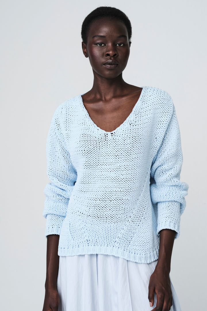 Fancy cotton Pullover E20197S | Light Blue