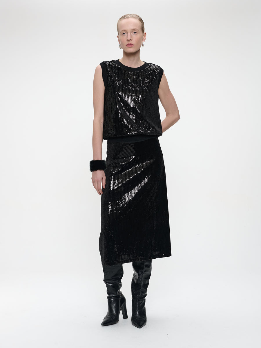 Pallino sequins top | Black