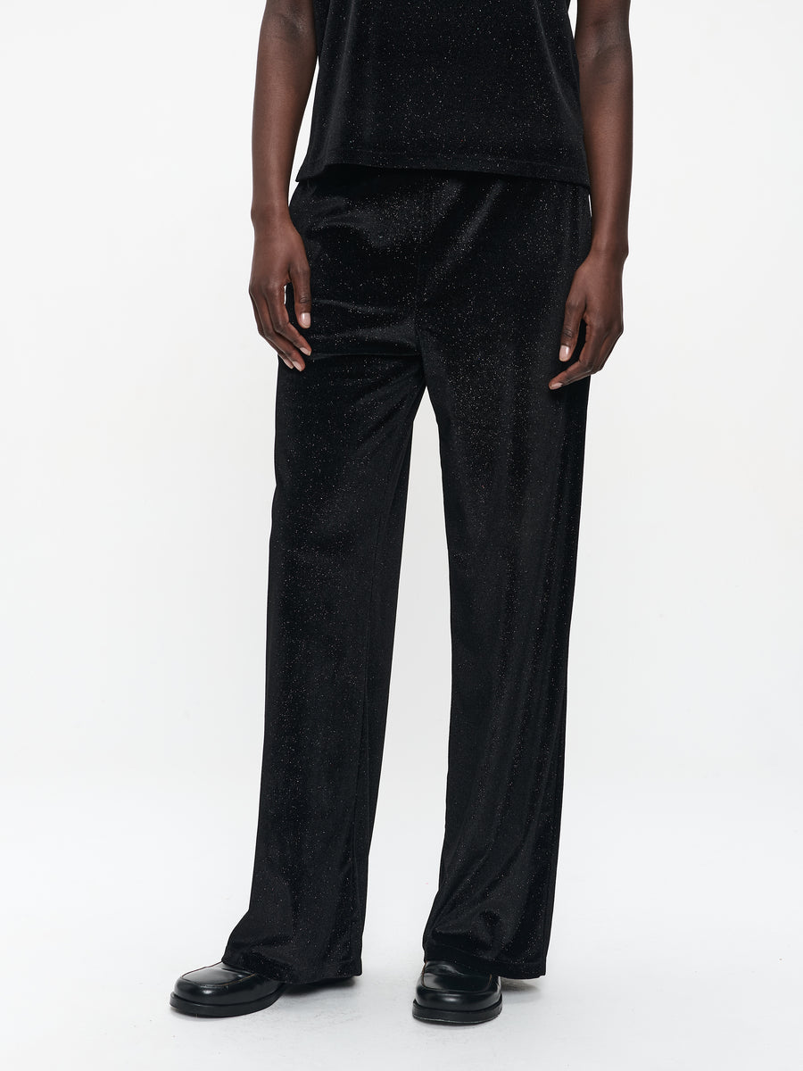 Simone velvet pants | Black shiny