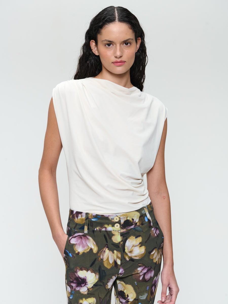 Nelly stretch technical jersey top | Light Sand