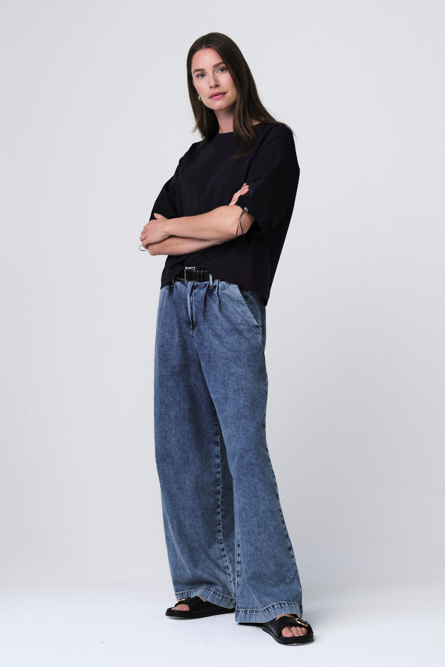 Pamela jersey/taffeta mix blouse