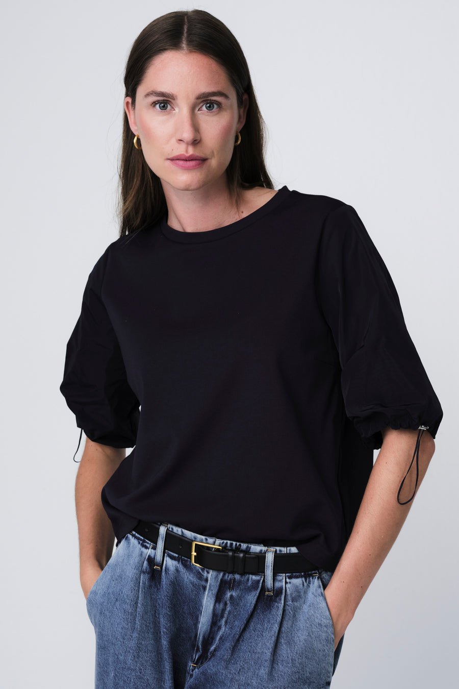 Pamela jersey/taffeta mix blouse