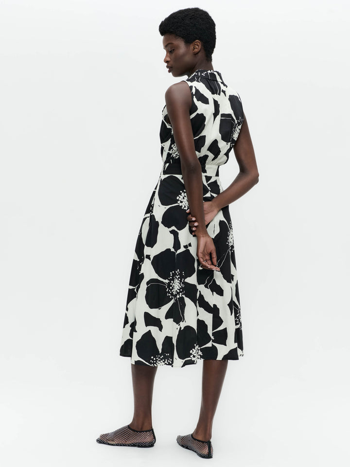 Anita flower print poplin dress | Black
