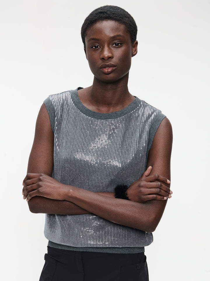 Pallino sequins top | Silver