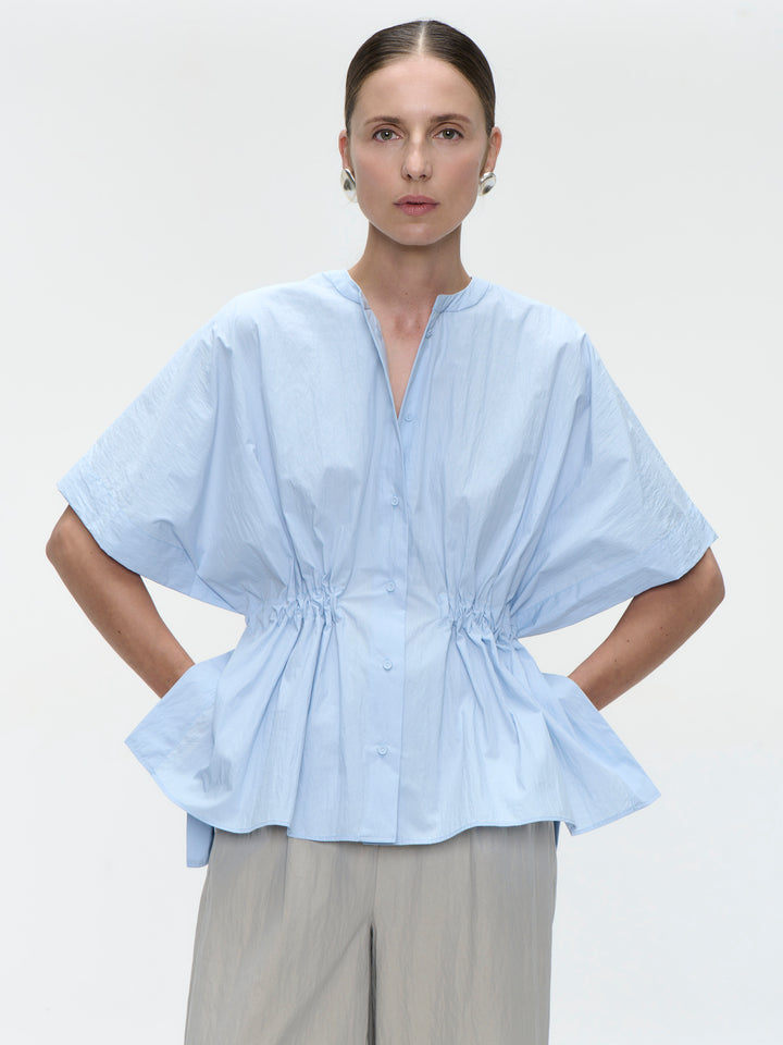 Hiroko cotton mix blouse | Light Blue