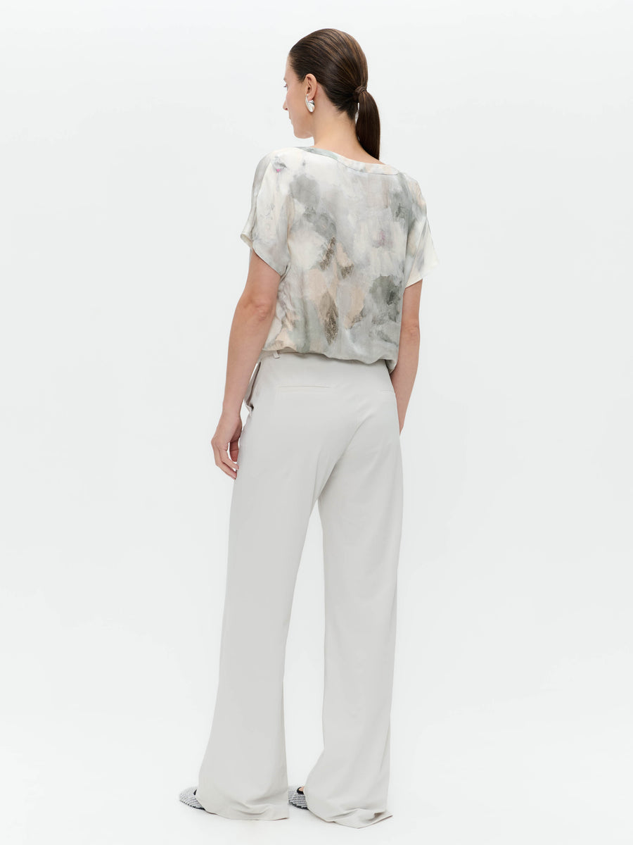 Remi printed silk viscose top | Grey