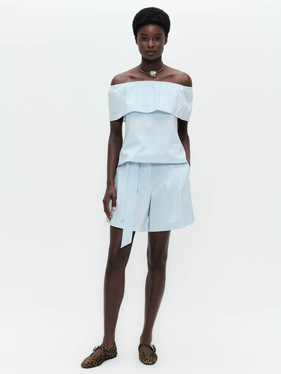 Yana cotton mix shorts | Light Blue