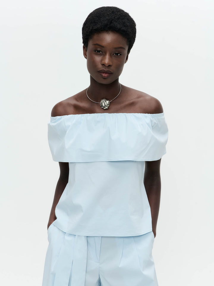 Diane cotton mix top | Light Blue