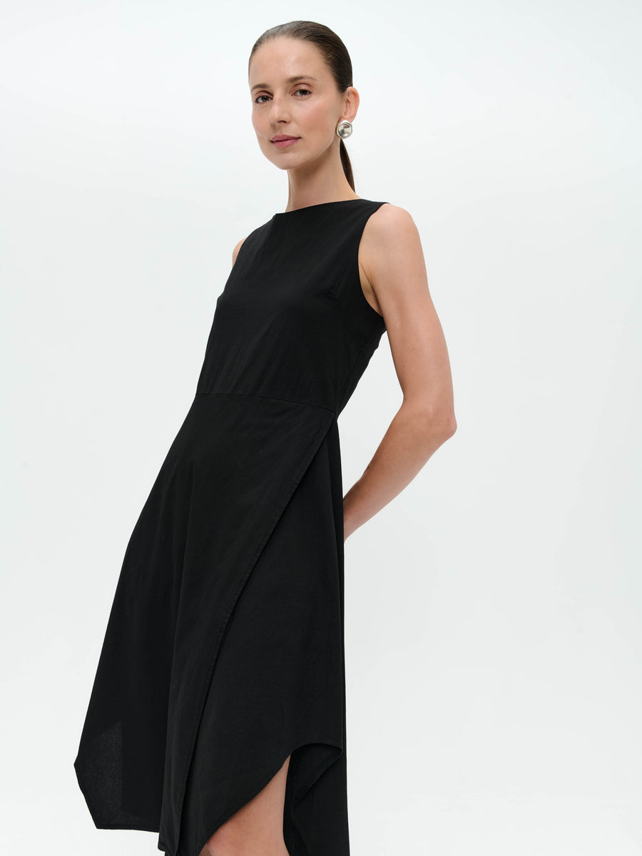 Cotton dress T549 | Black