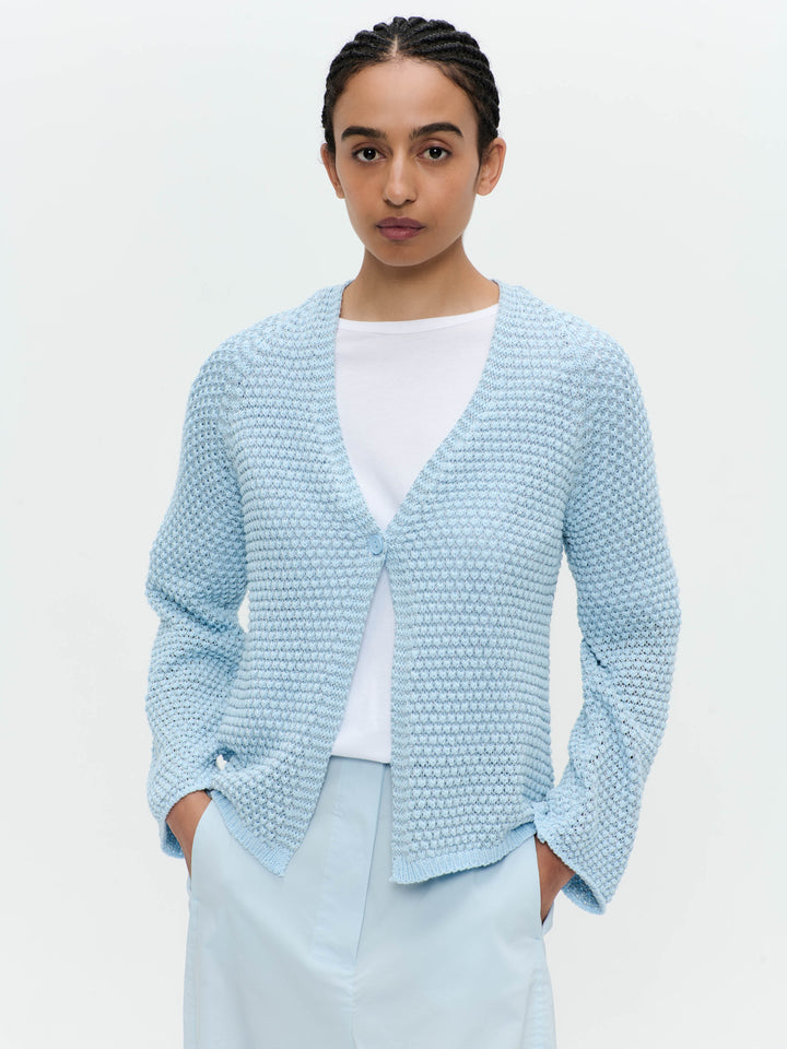 Cotton viscose blend cardigan 9052 | Light Blue