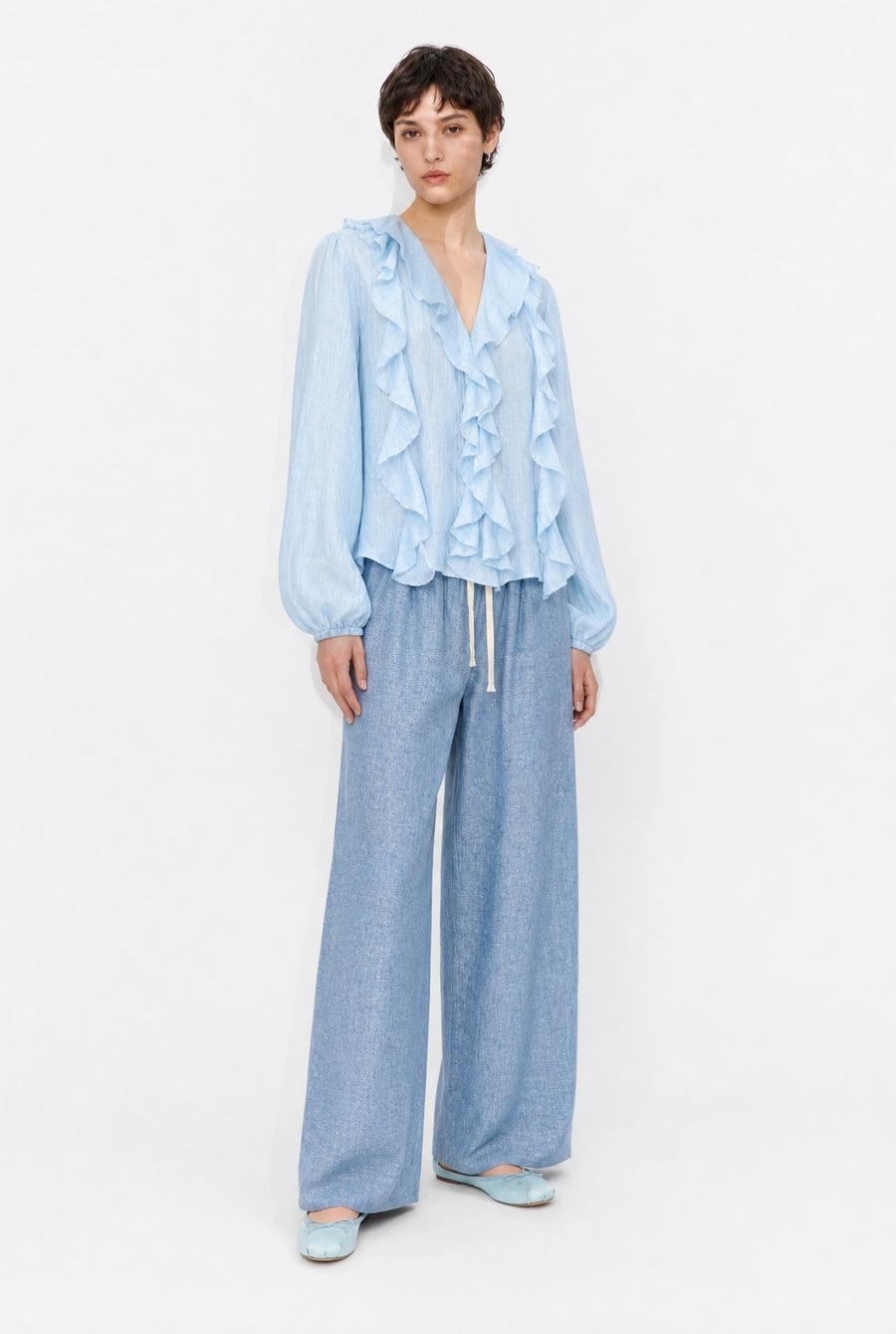 Folly linnen pants | Blue Melange