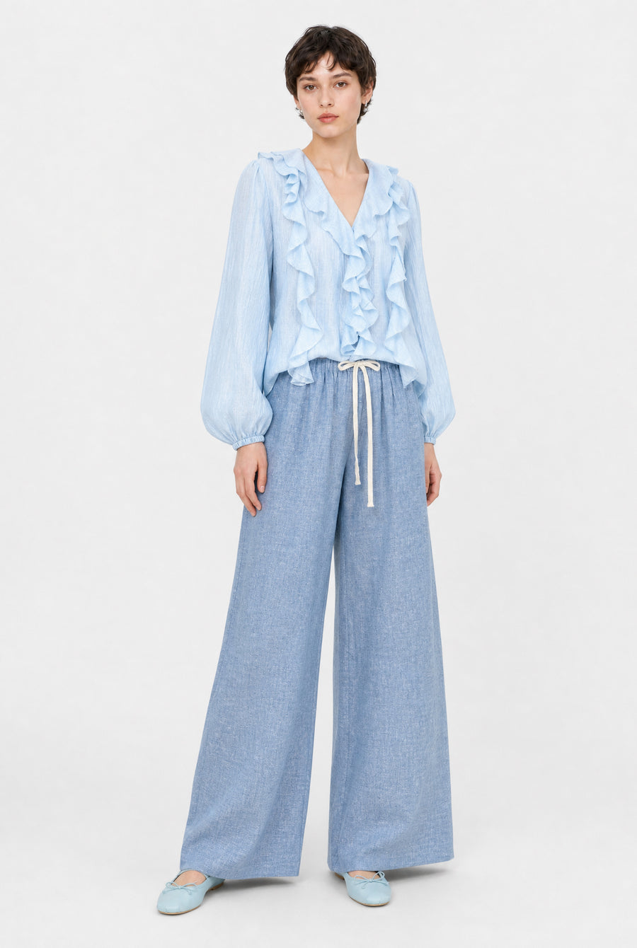 Folly linnen pants | Blue Melange