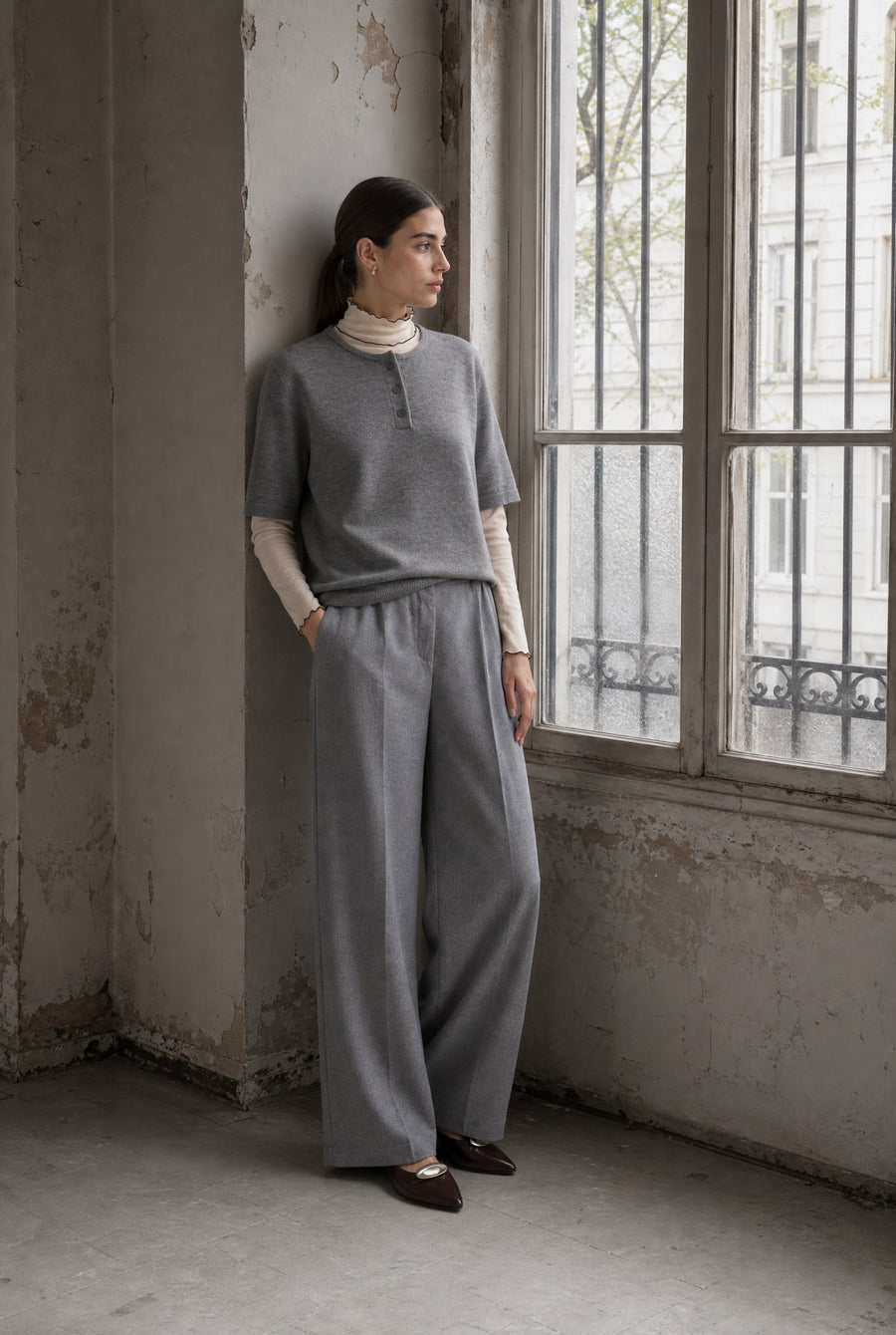 Raven viscose blend pants | Grey