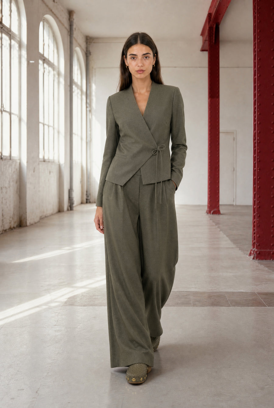 Lean wide-leg broek