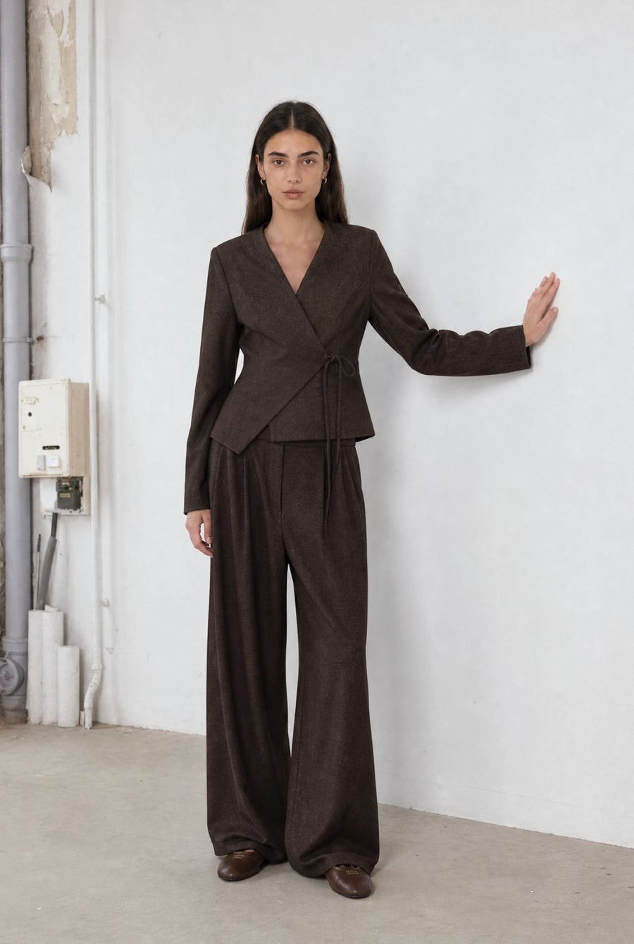 Lean wide-leg broek