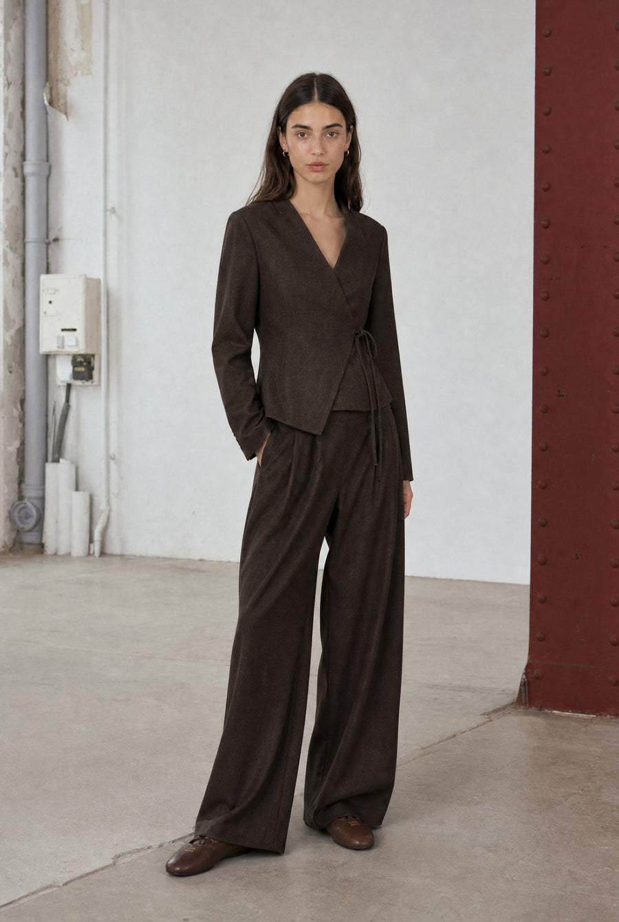 Lean wide-leg broek